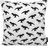 Dinosaurs Kussenhoes | Katoen / Polyester | 45 x 45 cm | Zwart - Wit Dino