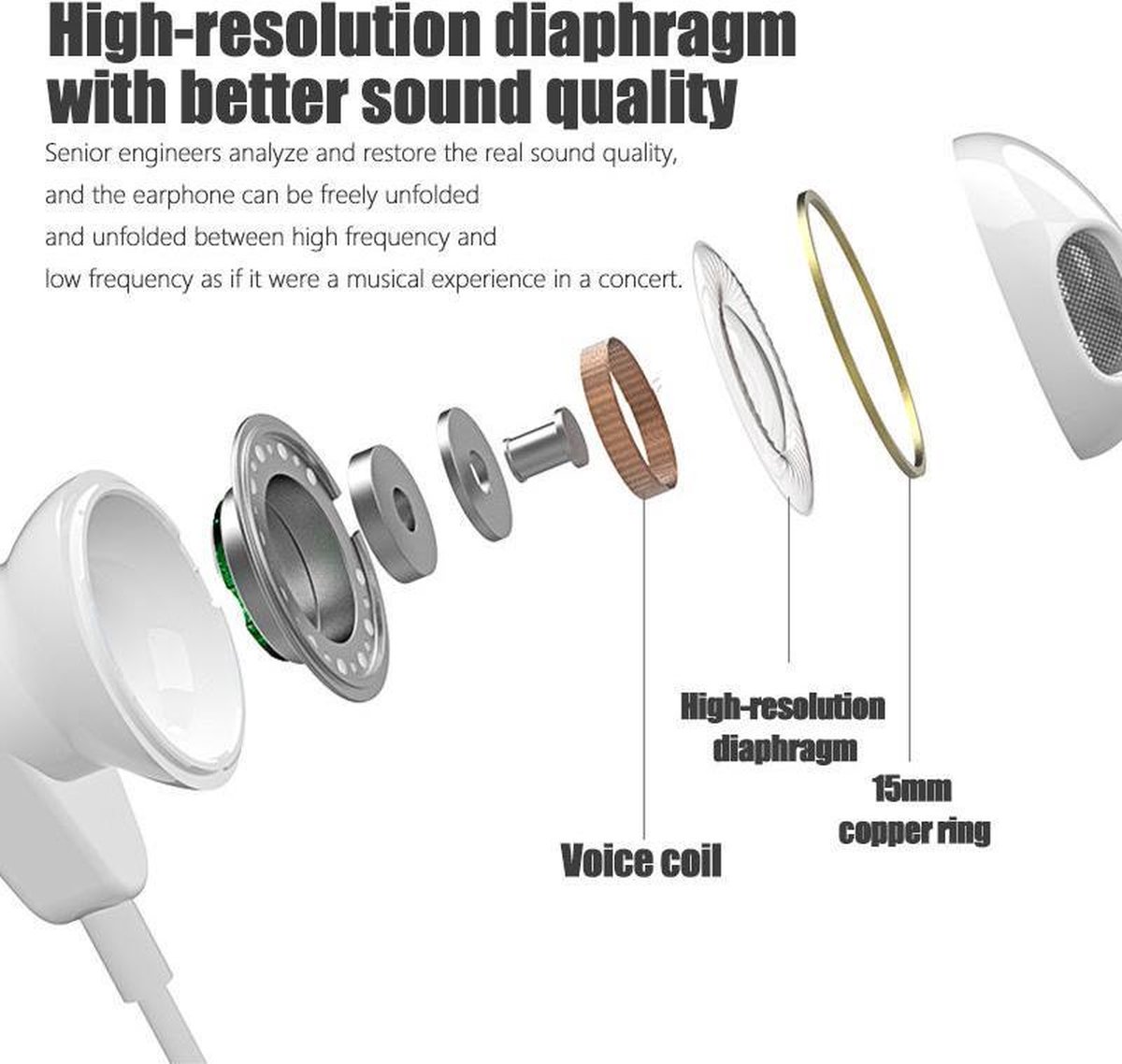 ME518T: HiFi-headset met microfoon en afstandsbediening | 1.2 meter | wit