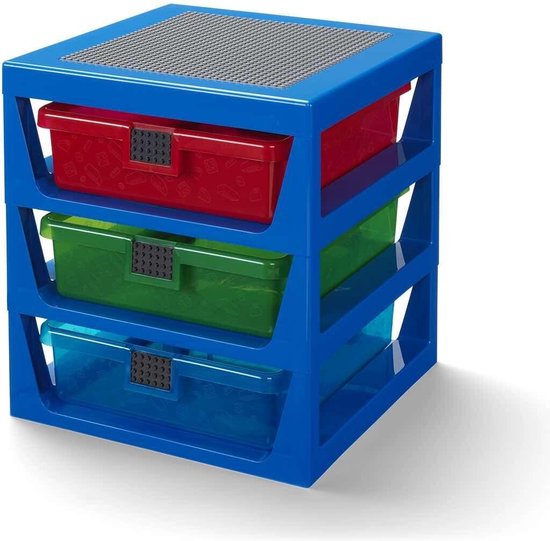 LEGO - Étagère de rangement emblématique avec 3 tiroirs - Bleu