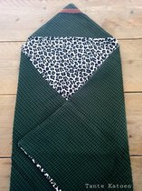 Wikkeldoek - Babydeken - Kraamcadeau - Groen - Luipaard - 75 x 75 cm