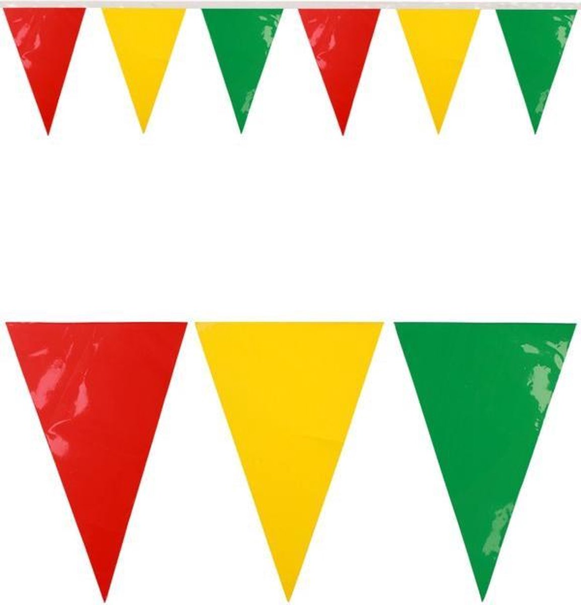 PVC mini vlaggenlijn rood/geel/groen 4 meter / 28 vlaggen BRANDVEILIG