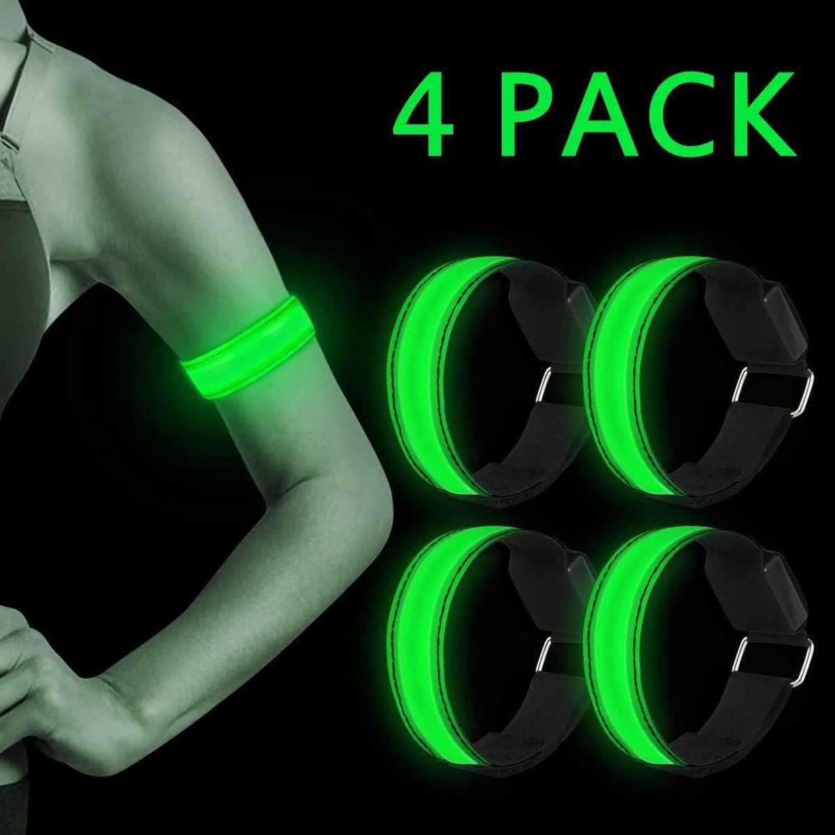 KW® LED Veiligheids armbanden | 4 Stuks met Groen Licht | Reflecterende LED  armbanden... | bol.com