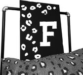 Leopard tekstbord met letter voornaam-leuk voor op een kinderkamer-letter F