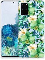 Back Cover Geschikt voor Samsung S20 Plus TPU Siliconen Hoesje Orchidee Groen