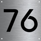 RVS huisnummer 12x12cm nummer 76