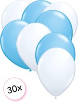 Ballonnen Wit & Licht blauw 30 stuks 27 cm