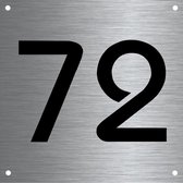 RVS huisnummer 12x12cm nummer 72
