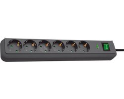 Eco-Line 13.500A stekkerdoos met overspanningsbeveiliging 6-voudig antraciet 1,5m H05VV-F 3G1,5