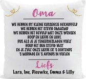 Kussen voor Mama/Oma/Nono/Nona/Bonnie/... mooie tekst en gepersonaliseerd met namen