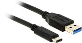 USB-A naar USB-C kabel - USB3.1 Gen 2 - tot 3A / zwart - 1 meter