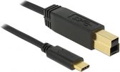 USB-C naar USB-B kabel - USB3.1 Gen 2 - tot 3A / zwart - 1 meter