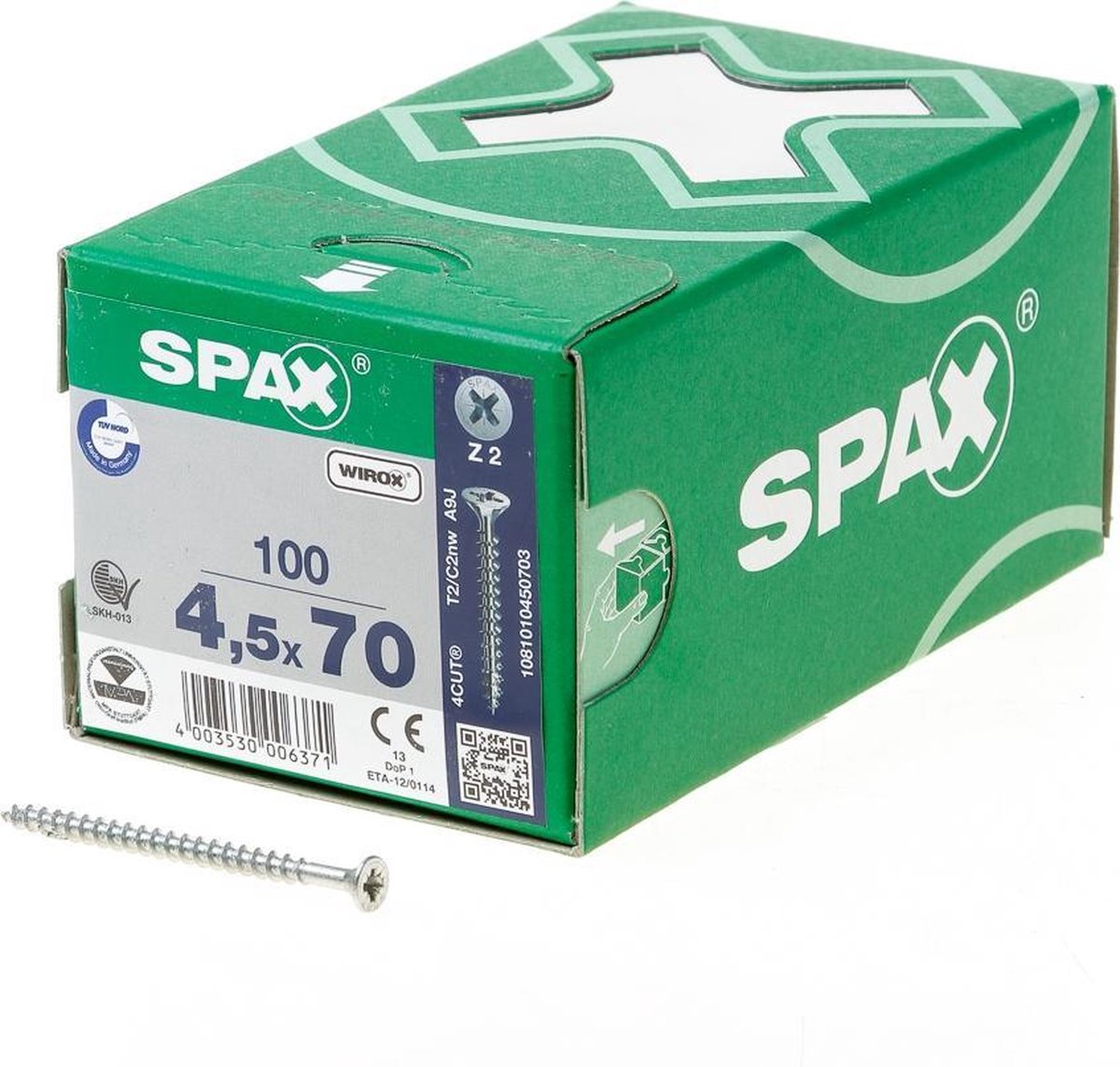 Spax Spaanplaatschroef Verzinkt PK 4.5 x 70 - 100 stuks - Spax