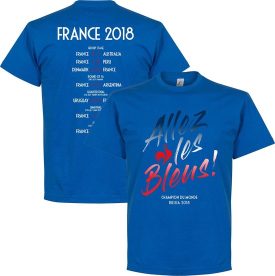 Frankrijk Allez Les Bleus WK 2018 Road To Victory T-Shirt - Blauw - XXXXL