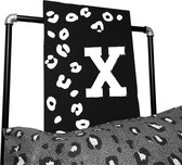 Leopard tekstbord met letter voornaam-leuk voor op een kinderkamer-letter X