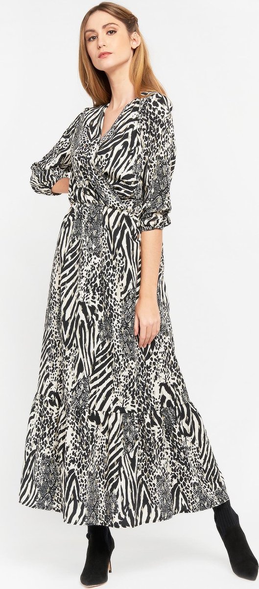 breed betaling Winkelcentrum LOLALIZA Maxi jurk met zebra print - Ecru - Maat 46 | bol.com