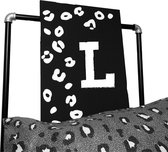 Leopard tekstbord met letter voornaam-leuk voor op een kinderkamer-letter L
