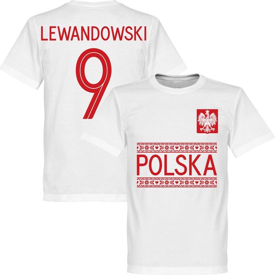 Polen Lewandowski 9 Team T-Shirt - Wit - 5XL