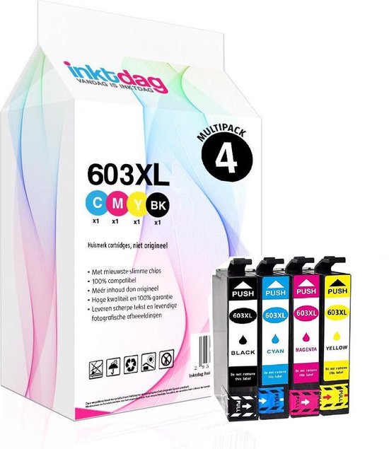 snelheid Ik wil niet Verdragen Inktdag inktcartridges voor Epson 603XL, Epson 603 multipack van 4 kleuren  voor Epson... | bol.com