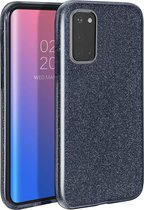 HB Hoesje Geschikt voor Samsung Galaxy S20 Plus - Siliconen Glitter Back Cover - Zwart