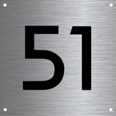 RVS huisnummer 12x12cm nummer 51