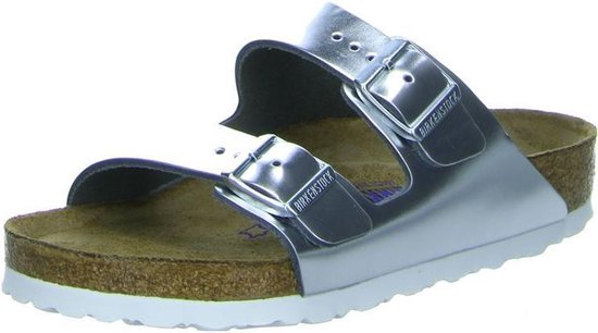 Birkenstock Arizona Dames Slippers Metallic Silver Regular-fit | Zilver |  Leer | Maat | bol.com