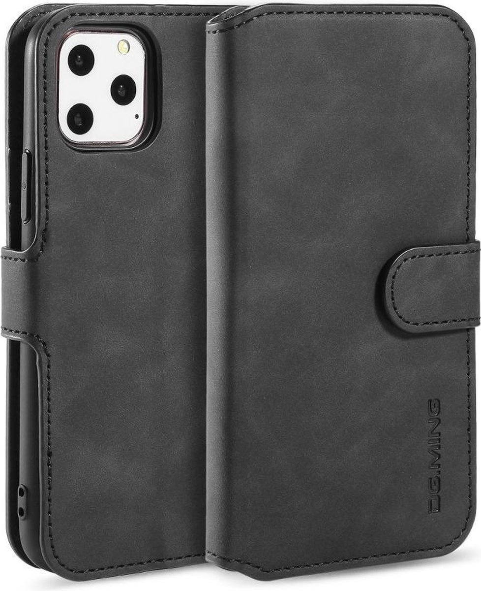 Leren Wallet Case - iPhone 11 Pro 5.8 inch - Retro - Zwart - DG-Ming