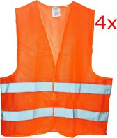 4X Veiligheid verkeersvest veiligheidsvest reflecterend oranje EN471 - ISO 20741