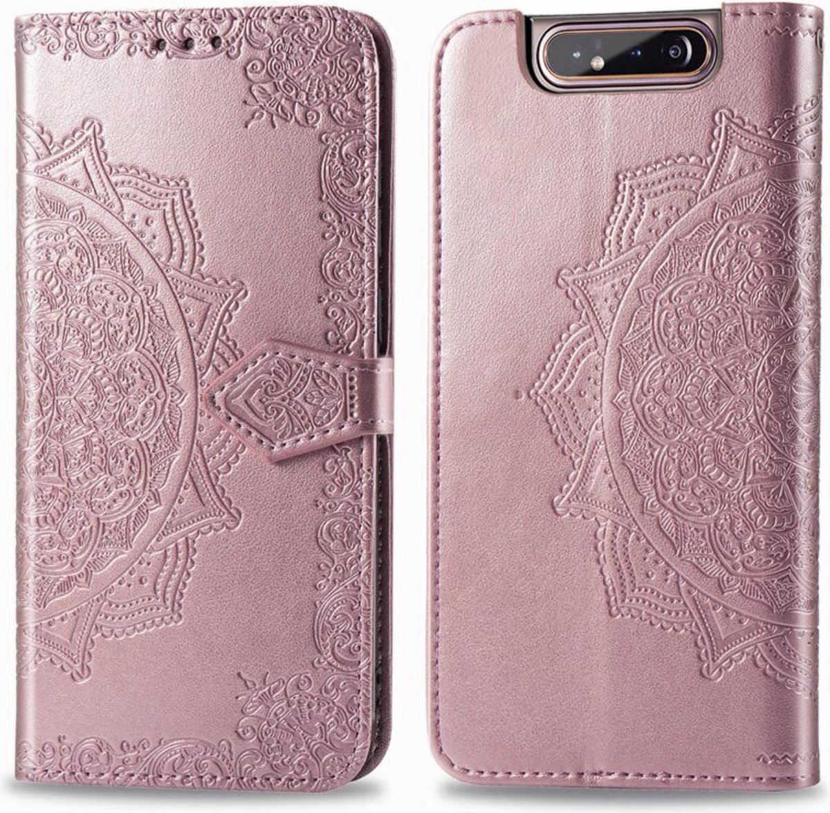 Samsung Galaxy A80 Bookcase - Roze - Bloemen - Portemonnee Hoesje