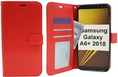 Bookcase Geschikt voor: Samsung Galaxy A6 Plus 2018 - Rood - portemonee hoesje