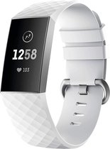 Geschikt voor Fitbit Charge 4 silicone band - wit - Maat L