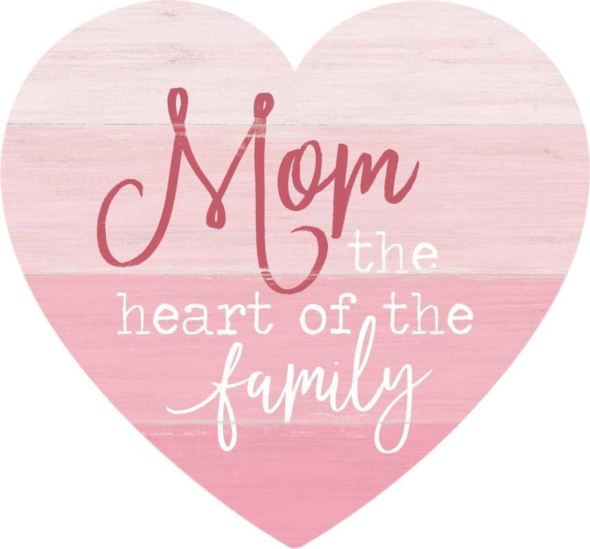 Decoratief Beeld - Tabletop Decor Mom The Heart The Family - Hout - 316europe - Roze