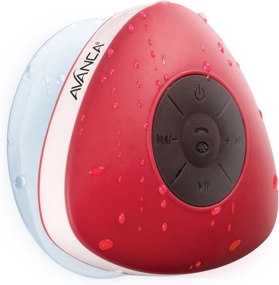 Avanca Bluetooth Waterdichte Wireless Speaker - Douche Speaker - Waterproof - Rood