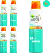 Garnier - Ambre Solaire - Léger et soyeux - Spray solaire - Spray solaire - SPF 15 - Pack économique - 4 pièces