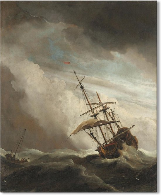 Canvas Schilderij De Windstoot - Willem van de Velde (II) - 100x150 cm