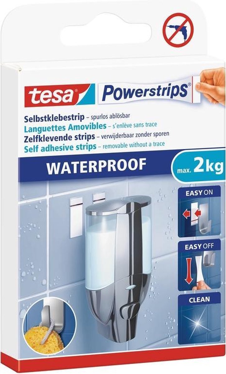 12x Tesa Powerstrips large waterproof klusbenodigdheden - Klusbenodigdheden - Huishouden - Plakstrips/powerstrips - Dubbelzijdig - Zelfklevend - Tape/strips/plakkers - Tesa