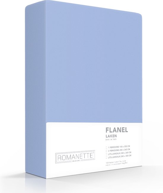 Romanette - Flanel - Laken - Lits-jumeaux - 240x260 cm - Blauw