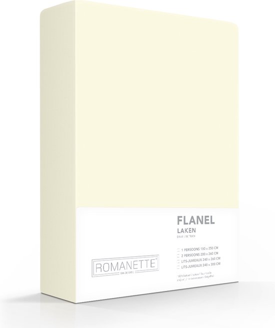 Romanette - Flanel - Laken - Tweepersoons - 200x260 cm - Ivoor