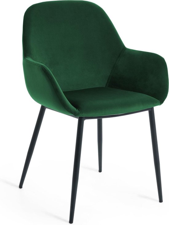 Kave Home - Konna groen fluwelen stoel | bol.com