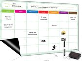 Agenda hebdomadaire magnétique (23) - Français - Tableau blanc calendrier mensuel - Planning magnétique format A3 pour frigo