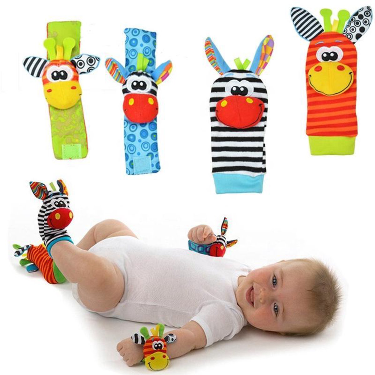 Baby rammelaar Baby rammelaar sokjes en rammelaar armbanden 4-delig rammelaar set