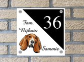 Naambordje voordeur hond Basset wit