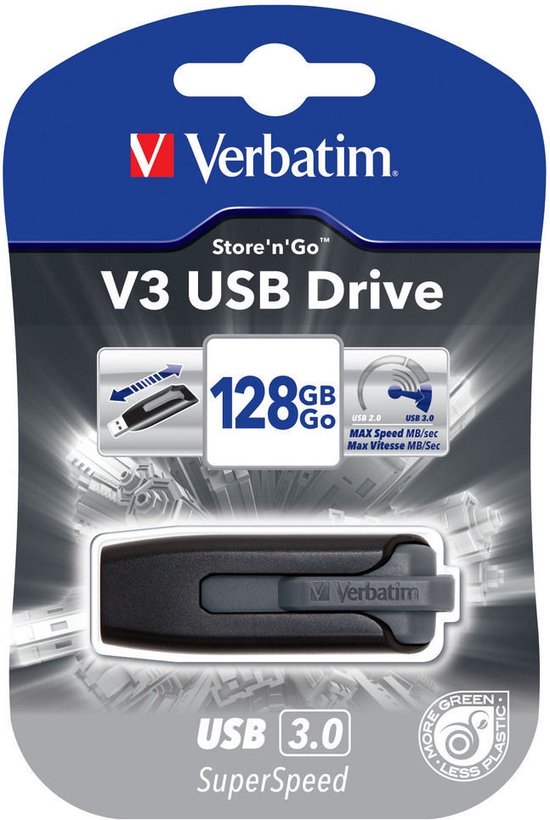 Clé USB Verbatim V3 128 GB USB 3.2 (1è gén.) (USB 3.0)