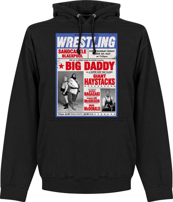 Big Daddy vs Giant Haystack Wrestling Poster Hoodie - Zwart