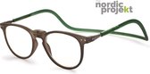 Nordic projekt NPMA Magneet leesbril +2.50 Grijs-Groen