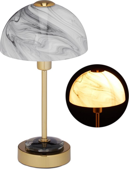 geïrriteerd raken energie Ervaren persoon relaxdays tafellamp goud - nachtlampje - glazen lampenkap - bureaulamp -  E14 - modern | bol.com