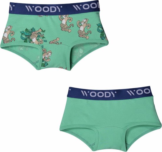 Woody ondergoed meisjes - panter - groen - 2 boxers - maat 128 | bol.com