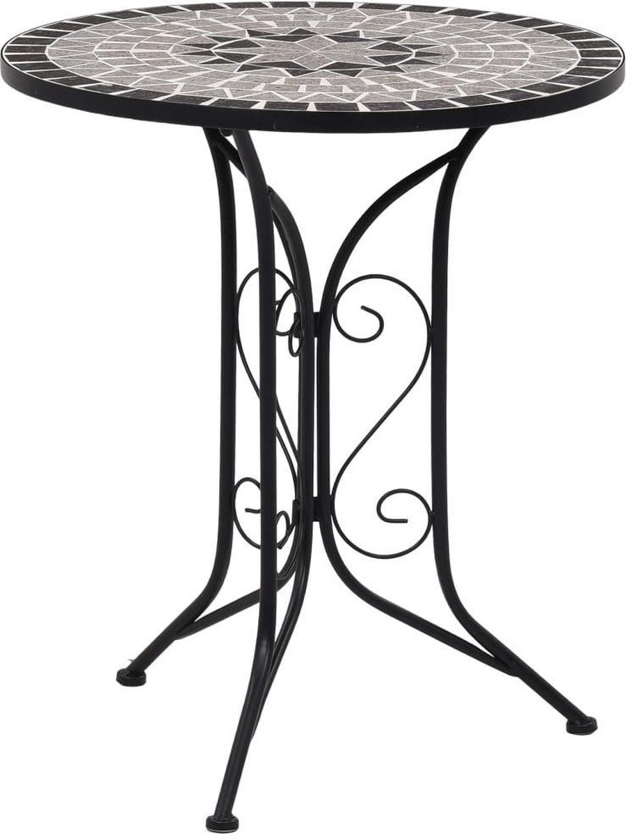 vidaXL Bistrotafel mozaÃ¯ek 61 cm keramiek grijs