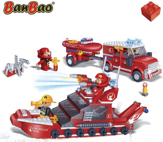BanBao Brandweerwagen en Boot Set 8312