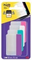 Post-it® Index Strong, Roze, Wit, Blauw, Paars, 38 x 50,8 mm, 6 Tabs/Kleur/Pak