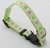 Honden halsband groen met print - XXS halsband 24 cm 34